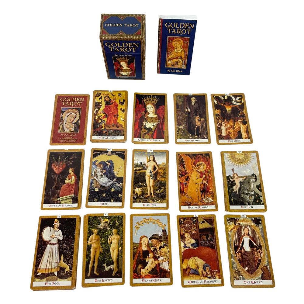 Golden Tarot By Kat Black w/ Complete 78 Card Deck and Illustrated Book